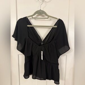 Express Black V-Neck Blouse, New With Tags